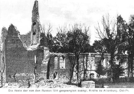 001 0033 1914 von den Russen gesprengte Allenburger Kirche