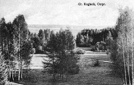 056 0020 Alte Postkarte von Gross Kuglack Der Blick aus dem Gutshaus ueber das Deimetal Aufnahme etwa 1900