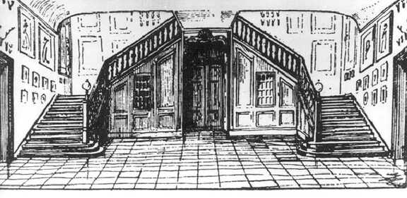 089 0010 Schloss Sanditten Zeichnung des Treppenhauses