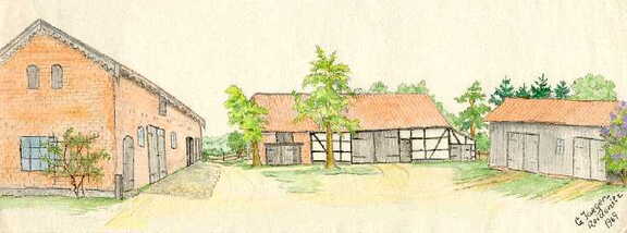 089 0032 Zeichnung vom Hof des Landwirtes Reidenitz in Pelohnen
