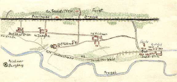 089 0033 Ortsplan von Sanditten Gezeichnet von G Jaeger Reidenitz