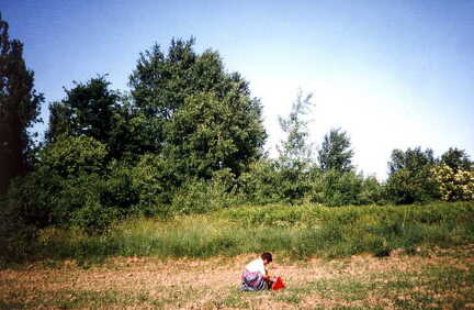 096 1008 Frau Krause auf dem Grundstueck der Familie Krause in Schorkenicken im Jahre 1992