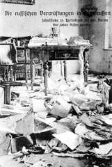 100 0002 Die durch die Russen zerstoerte Schulstube im Dorf Sprindlack an der Deime im Jahre 1914