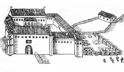 106 0005 Eine Zeichnung der alten Burg Taplacken