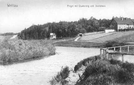 111 0058 Alte Postkarte aus Wehlau Pregel mit dem Glumsberg und dem Bootshaus