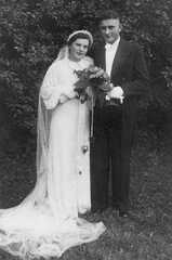 112 0028 Brautpaar Margarete u Johannes Troyke 24 Juli 1939 in Weidlacken