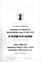 590 1001 Die Patenschaftsurkunde der Stadt Syke