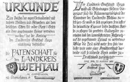 590 1002 Die Patenschaftsurkunde des Kreises Wehlau